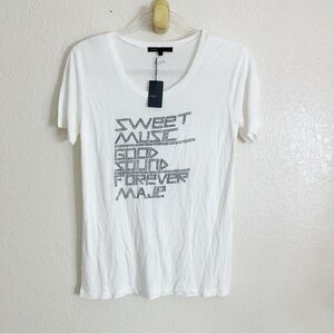 new Maje Graphic Rhinestone “Sweet Muse” T-Shirt size M